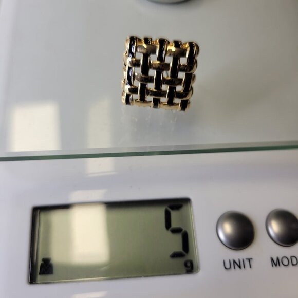 Braided Black and Gold Square Earrings - Picture 7 of 7